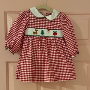KREWE Red Gingham Kids Holiday Dress and smocked diaper cover